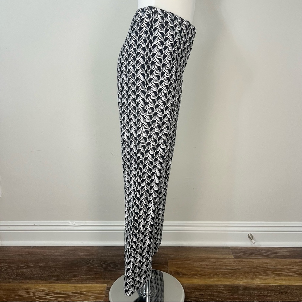 Anthropologie x Maeve Margot Kick Flare Cropped Pants Black White Pattern Size S - Picture 4 of 8